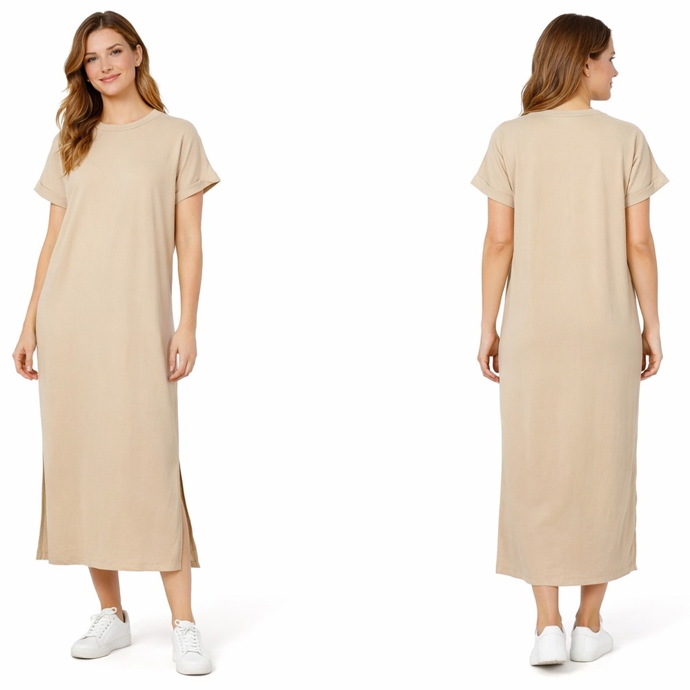 UNIQLO Beige Maxi T-Shirt Dress | Size Small